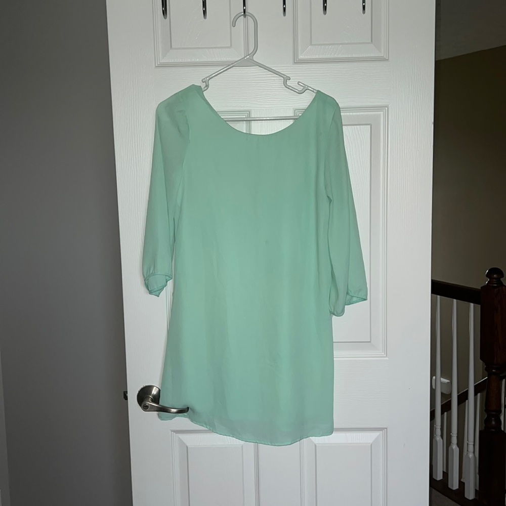 Mint green bow dress